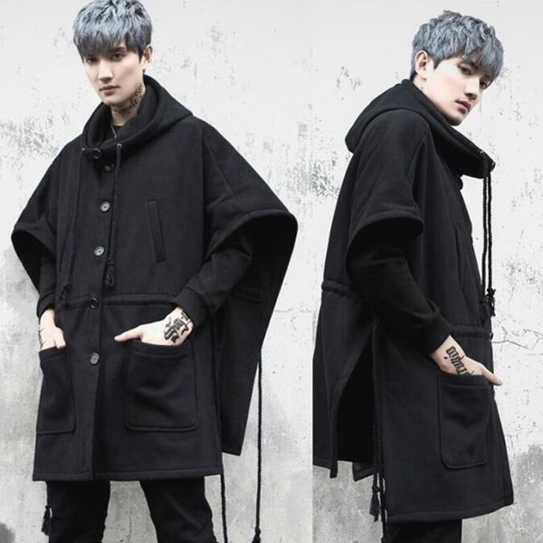 autumn winter men hip hop punk rock sleeveless long trench coat hooded cloak night club dj oversized stage jackets thick cape, Tan;black
autumn winter men hip hop punk rock sleeveless long trench coat hooded cloak night club dj oversized stage jackets thick cape, Tan;black