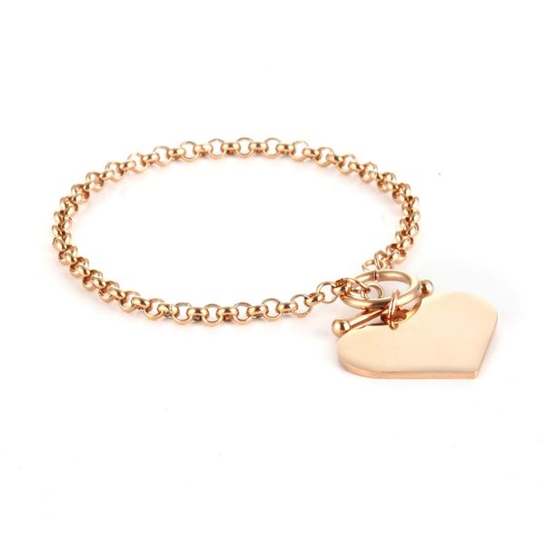 10pcs stainless steel ot buckle bracelet accessories jewelry gold smooth love pendant bracelet jewelry, Black
