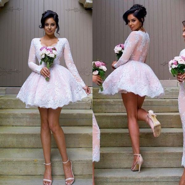 2018 plus size short bridesmaid dresses arabic long sleeves white prom dresses vestidos de madrinha, White;pink
2018 plus size short bridesmaid dresses arabic long sleeves white prom dresses vestidos de madrinha, White;pink
