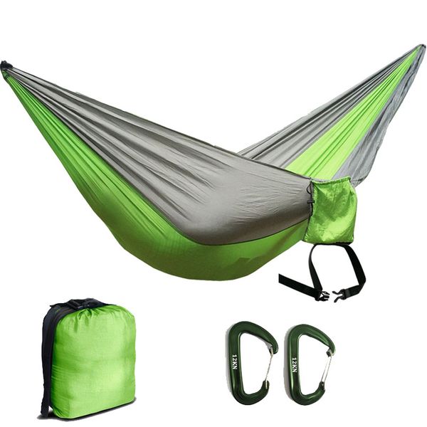 210t nylon parachute 2 person hammock with hammock ropes and light weight aluminum carabiners for outdoor camping
210t nylon parachute 2 person hammock with hammock ropes and light weight aluminum carabiners for outdoor camping
