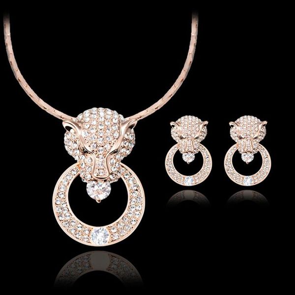 2018 new leopard head wedding jewelry sets for women rose gold color necklace and earring set bijouterie aretes, Silver
2018 new leopard head wedding jewelry sets for women rose gold color necklace and earring set bijouterie aretes, Silver