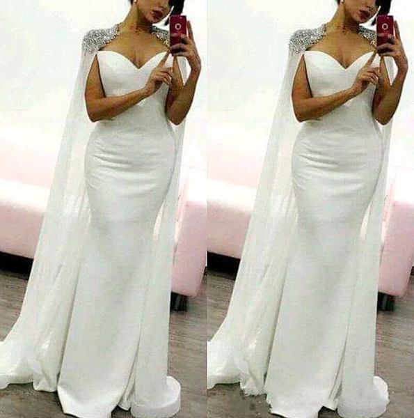 arabic satin mermaid evening dresses applique beaded formal party gowns prom dress with long cape, Black;red
arabic satin mermaid evening dresses applique beaded formal party gowns prom dress with long cape, Black;red