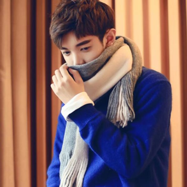 winter new mens scarves color matching the korean version of the scarf men's knitted long fringe pattern young, Blue;gray
winter new mens scarves color matching the korean version of the scarf men's knitted long fringe pattern young, Blue;gray