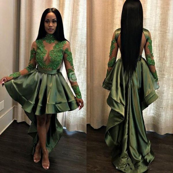 Emerald Green Black Girls Prom Dresses 2018 High Low Sexy See Through Appliques Sequins Sheer Long Sleeves Evening Gowns Cocktail Dress
Emerald Green Black Girls Prom Dresses 2018 High Low Sexy See Through Appliques Sequins Sheer Long Sleeves Evening Gowns Cocktail Dress