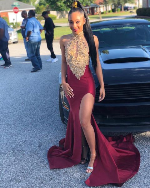 high jewel neck mermaid prom dresses long 2018 gold applique lace high side split formal dresses evening gowns robes de bal, Black
high jewel neck mermaid prom dresses long 2018 gold applique lace high side split formal dresses evening gowns robes de bal, Black