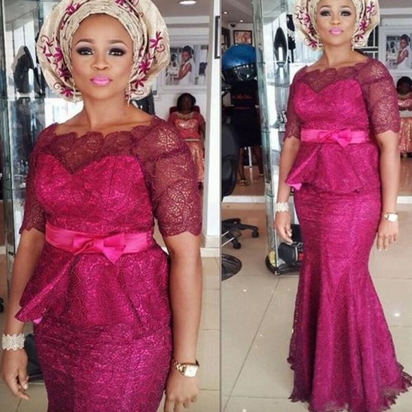 fushia mermaid african women prom dresses 2018 1/2 sleeves lace covered peplum evening gowns with sash plus size formal party dress, Black
fushia mermaid african women prom dresses 2018 1/2 sleeves lace covered peplum evening gowns with sash plus size formal party dress, Black