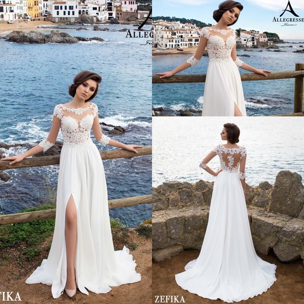 new simple chiffon beach a line wedding dresses white 3/4 long sleeves lace appliques boho wedding bridal gowns
new simple chiffon beach a line wedding dresses white 3/4 long sleeves lace appliques boho wedding bridal gowns