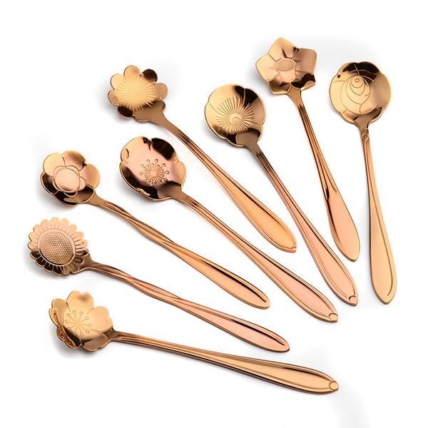 fancy titanium plated rose gold flower spoons, rose gold flower spoons cafe, flower coffee spoons on promotion
fancy titanium plated rose gold flower spoons, rose gold flower spoons cafe, flower coffee spoons on promotion