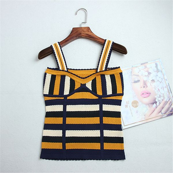 runway design tank 2018 new summer luxury hollow out multi-color stripes women camis sleeveless shirt rainbow, White
runway design tank 2018 new summer luxury hollow out multi-color stripes women camis sleeveless shirt rainbow, White