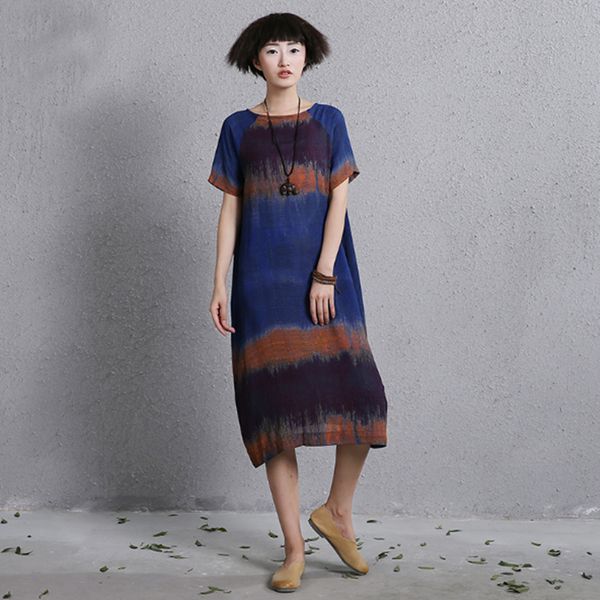 johnature women print hit color gradient short sleeved dresses new 2018 summer casual loose waist o-neck long dresses, White;black
johnature women print hit color gradient short sleeved dresses new 2018 summer casual loose waist o-neck long dresses, White;black