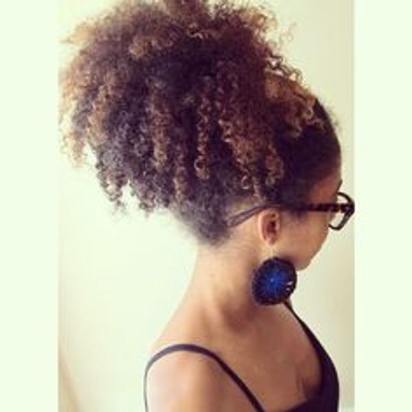 medium brown kinky curly ponytail hair piece 1pc 18inch clip in kinky drawstring puff human hair ponytail 120g, Black
