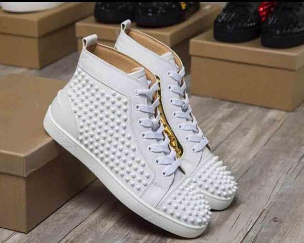 2018 sell name brand red bottom sneaker shoe man casual woman fashion rivets high men dress party sneakers with box, Black
2018 sell name brand red bottom sneaker shoe man casual woman fashion rivets high men dress party sneakers with box, Black