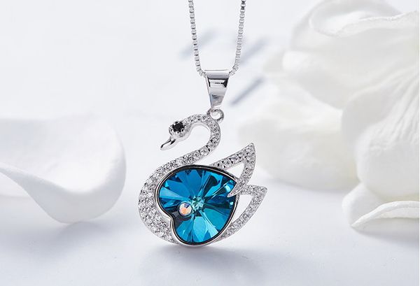 Prebeauty high end super cute s925 sterling silver swan pendant necklace Swarovski element Crystal jewelry women birthday gift
Prebeauty high end super cute s925 sterling silver swan pendant necklace Swarovski element Crystal jewelry women birthday gift