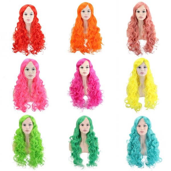 28" Long Wavy Cosplay Wigs Fake Bangs 28 Colors Pink Black Green Brown Blonde Women Wig Heat Resistant Synthetic Hair
28" Long Wavy Cosplay Wigs Fake Bangs 28 Colors Pink Black Green Brown Blonde Women Wig Heat Resistant Synthetic Hair