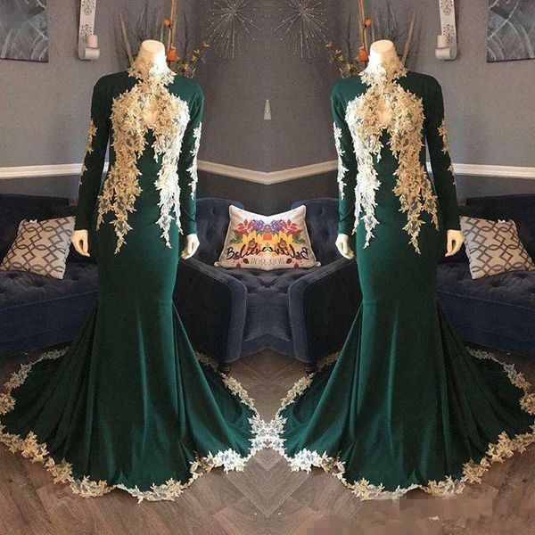 2018 modest long sleeves evening dresses high neck lace applique emerald green mermaid south african arabic plus size prom formal dress, Black
2018 modest long sleeves evening dresses high neck lace applique emerald green mermaid south african arabic plus size prom formal dress, Black