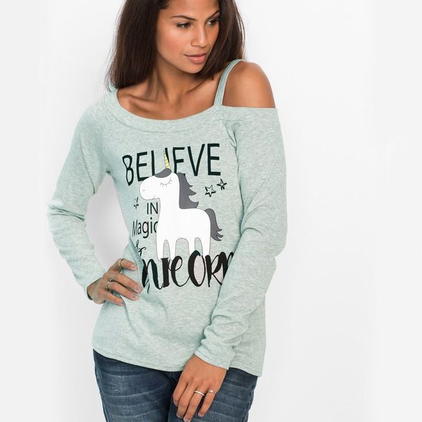 Polyester Autumn Long Sleeve Unicorn Print T Shirt Women One Shoulder Harajuku Casual Letter Printed Loose Cotton Tops T-Shirt Female
Polyester Autumn Long Sleeve Unicorn Print T Shirt Women One Shoulder Harajuku Casual Letter Printed Loose Cotton Tops T-Shirt Female