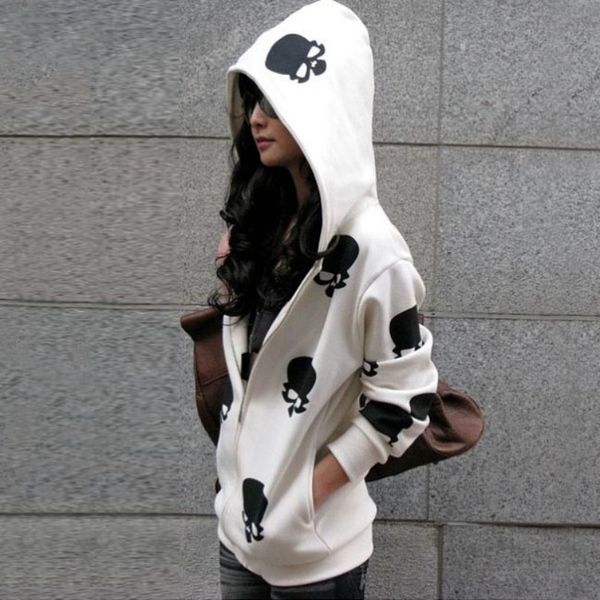 2017 new product women's skull zipper sweater hooded cardigan casual hoodies jacket coat s4, Black;brown
2017 new product women's skull zipper sweater hooded cardigan casual hoodies jacket coat s4, Black;brown