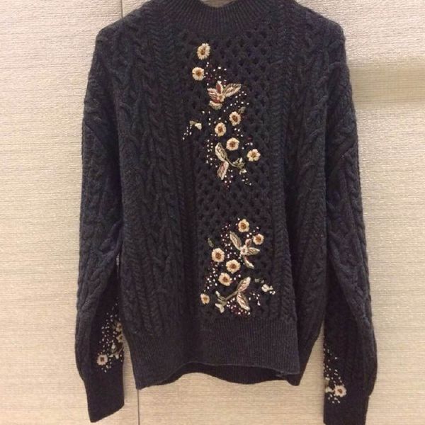 brand designer women wool sweaters 2018 autumn winter luxury manual embroidered flowers soft knitted pullovers casual black jumpers, White;black
brand designer women wool sweaters 2018 autumn winter luxury manual embroidered flowers soft knitted pullovers casual black jumpers, White;black