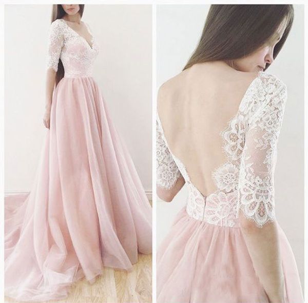 selling half long sleeves pink tulle wedding dresses with appliques bridal gowns v neck dress for bridal, White
selling half long sleeves pink tulle wedding dresses with appliques bridal gowns v neck dress for bridal, White