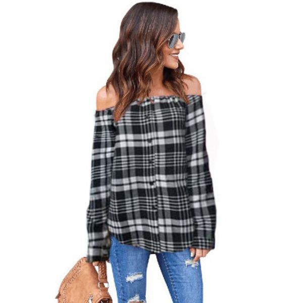 t-shirt women single spring slash sleeves long breast plaid grid pullover neck women printed off shoulder blouse adkcc, Black
t-shirt women single spring slash sleeves long breast plaid grid pullover neck women printed off shoulder blouse adkcc, Black