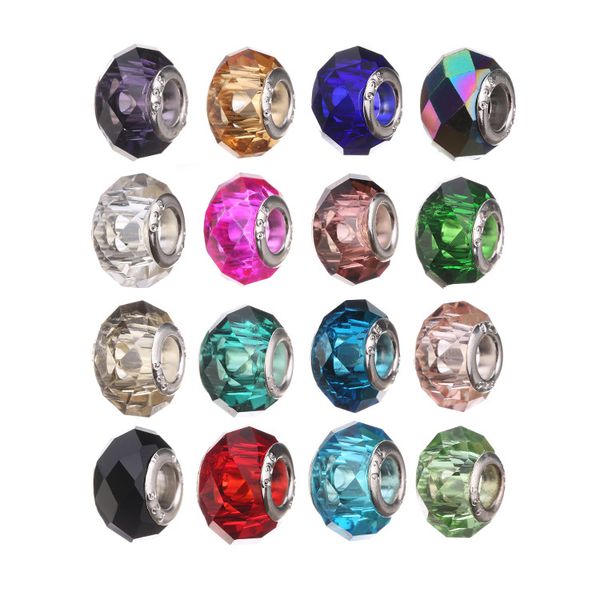 925 silver core faceted fascinating multi color charms bead 16 style accessories beads jewelry diy big hole beads bracelet d661s, Black
925 silver core faceted fascinating multi color charms bead 16 style accessories beads jewelry diy big hole beads bracelet d661s, Black