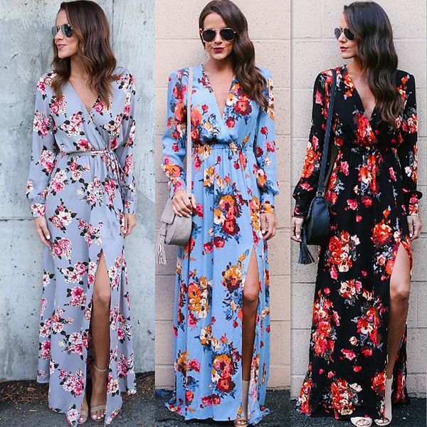 Ladies Fashion Casual Split Long Sleeved V-Neck Flora Printed Boho Long Dress Womens Print Flower Floral Bohemian Dresses
Ladies Fashion Casual Split Long Sleeved V-Neck Flora Printed Boho Long Dress Womens Print Flower Floral Bohemian Dresses