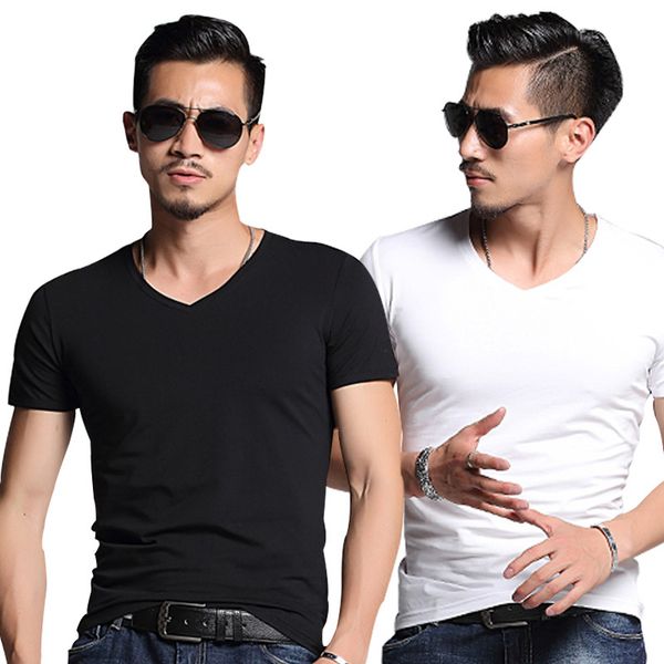 mens tees summer new modal v neck short sleeve t shirt men fashion trends fitness slim tshirt casual men's clothing, White;black
mens tees summer new modal v neck short sleeve t shirt men fashion trends fitness slim tshirt casual men's clothing, White;black