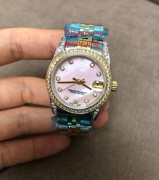 3 colors luxury women watches 31mm mid-size diamond 178383 datejust pink white shell index 18k gold ss automatic ladies wristwatch, Slivery;brown 
3 colors luxury women watches 31mm mid-size diamond 178383 datejust pink white shell index 18k gold ss automatic ladies wristwatch, Slivery;brown