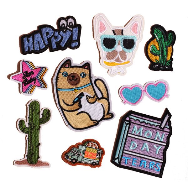 9pcs/set cactus happy star parches embroidered dog sunglass iron on patches for clothing diy stripes stickers appliques, Black
9pcs/set cactus happy star parches embroidered dog sunglass iron on patches for clothing diy stripes stickers appliques, Black