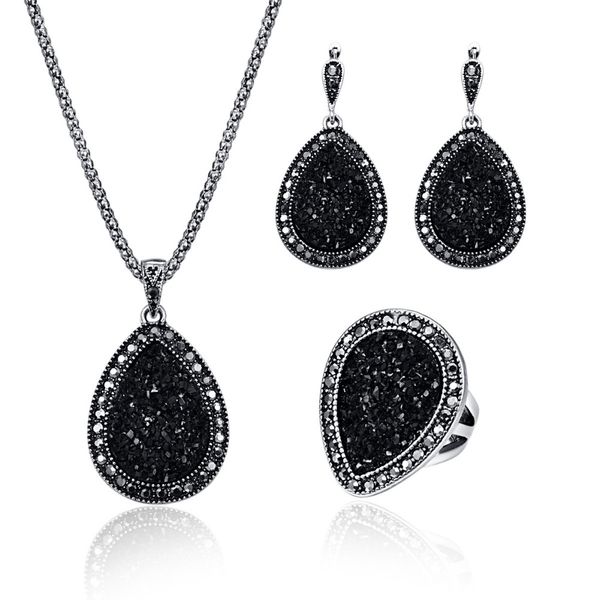 fashion vintage black broken stone women jewelry sets antique silver crystal water drop pendant necklace earrings sets 3pc 20%
fashion vintage black broken stone women jewelry sets antique silver crystal water drop pendant necklace earrings sets 3pc 20%