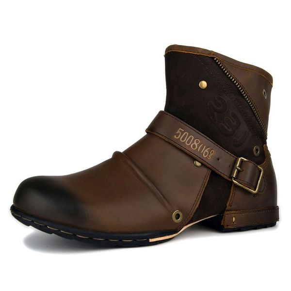 men motorcycle boots vintage combat boot winter 2018 new full grain cow leather ankle boots waterproof zip military boots, Black
men motorcycle boots vintage combat boot winter 2018 new full grain cow leather ankle boots waterproof zip military boots, Black