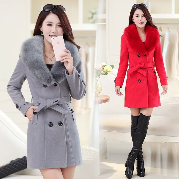 high-quality woolen coat women's long section 2018 winter korean women's hair collar woolen coat double-breasted df01, Black
high-quality woolen coat women's long section 2018 winter korean women's hair collar woolen coat double-breasted df01, Black