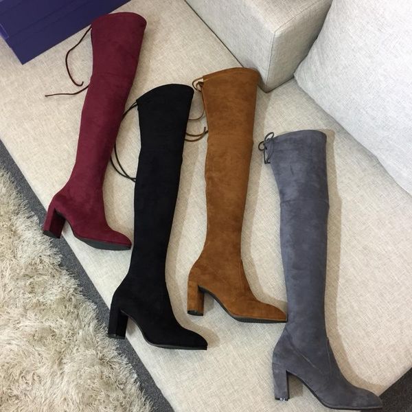 2018 new arrival luxury women's slim high-heeled stretch leather stovepipe long tube knee high boots with original box fast shipping, Black
2018 new arrival luxury women's slim high-heeled stretch leather stovepipe long tube knee high boots with original box fast shipping, Black