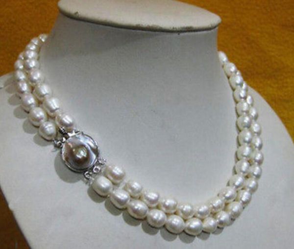 double strands natural 12-14 mm south sea white pearl necklace 18"19''nice clasp, Silver
double strands natural 12-14 mm south sea white pearl necklace 18"19''nice clasp, Silver