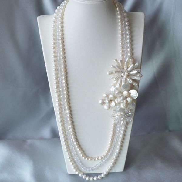 2018 europe natural white freshwater pearl crystal pearls flower necklace fashion women jewelry gift, Golden;silver
2018 europe natural white freshwater pearl crystal pearls flower necklace fashion women jewelry gift, Golden;silver