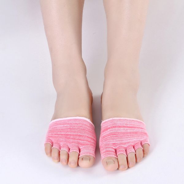 

cotton five-finger socks female super shallow mouth invisible half palm yoga socks set summer short boat high heel toe, Black