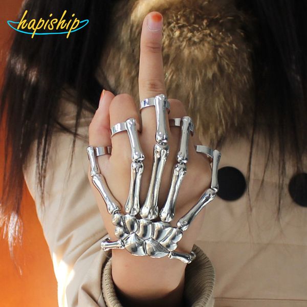 hapiship women fashion 3 style halloween hand skull skeleton elastic bracelet bangle + rings rch cool ing, Black
hapiship women fashion 3 style halloween hand skull skeleton elastic bracelet bangle + rings rch cool ing, Black
