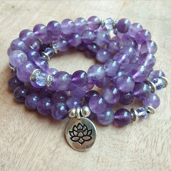 love gift jewelry lotus charm 108 or 99 mala natural stone amethysts purple crystal beads bracelet men women accessory, Black
love gift jewelry lotus charm 108 or 99 mala natural stone amethysts purple crystal beads bracelet men women accessory, Black