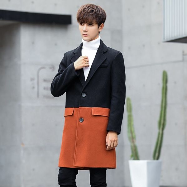 contrast trench coat desinger outwear party club / patchwork woolen overcoat mid long trench coat men chaqueta invierno hombre, Black
contrast trench coat desinger outwear party club / patchwork woolen overcoat mid long trench coat men chaqueta invierno hombre, Black