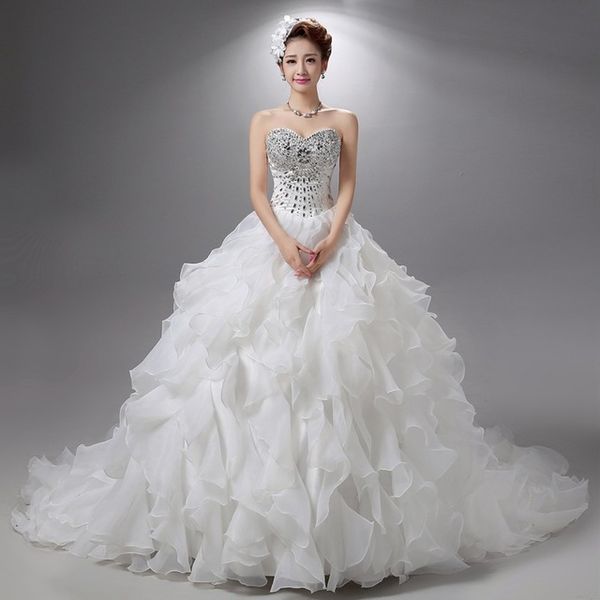 beaded crystal ball gown wedding dresses with ruffles 2019 sweetheart neckline organza wedding gowns lace up bride dress, White
beaded crystal ball gown wedding dresses with ruffles 2019 sweetheart neckline organza wedding gowns lace up bride dress, White