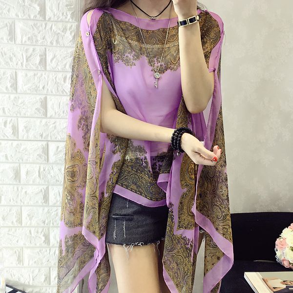 women summer loose 2018 slash neck irregular hollow out casual chiffon shirt beach style printing sun-proof 6q0456, White
women summer loose 2018 slash neck irregular hollow out casual chiffon shirt beach style printing sun-proof 6q0456, White