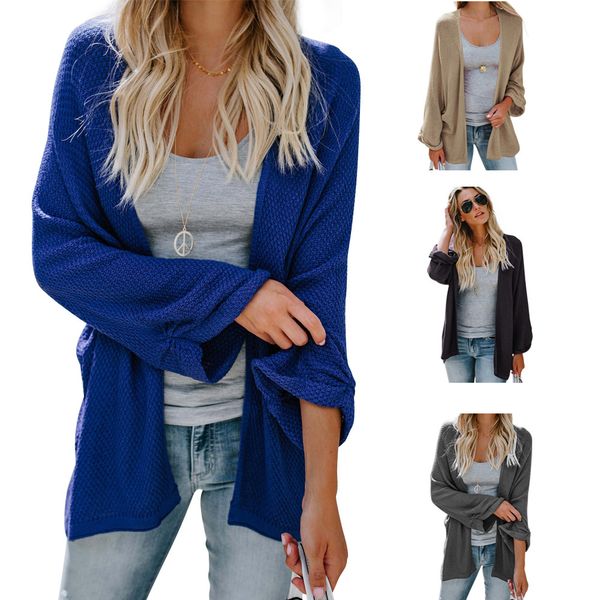 women autumn long sleeve cardigans sweaters plus size loose knitted sweater, White;black
women autumn long sleeve cardigans sweaters plus size loose knitted sweater, White;black