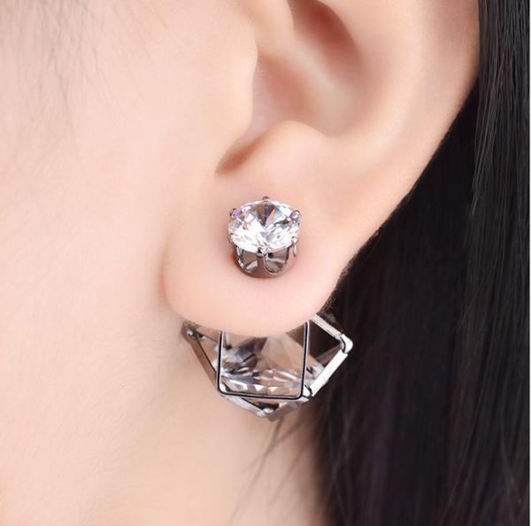 fashion diamond earrings pierced earrings and zircon double female before and after, Golden;silver
fashion diamond earrings pierced earrings and zircon double female before and after, Golden;silver