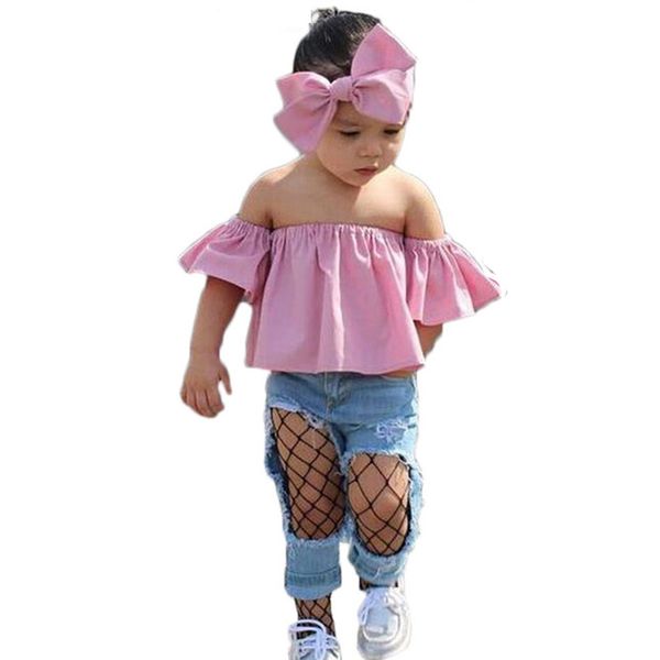 girls baby childrens clothing sets pink hole jeans pants headbands 3pcs set fashion girl kids clothing boutique infant clothes outfits, White
girls baby childrens clothing sets pink hole jeans pants headbands 3pcs set fashion girl kids clothing boutique infant clothes outfits, White