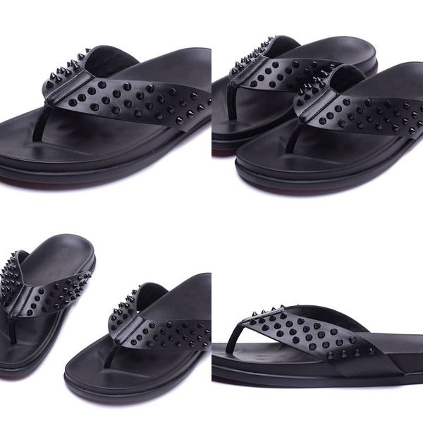 Mens Black Leather With Spikes Beach Slippers Causal Shoes Brand Design Red Bottom Sandals Summer Flip Flop Shoes 39-47 Free delivery
Mens Black Leather With Spikes Beach Slippers Causal Shoes Brand Design Red Bottom Sandals Summer Flip Flop Shoes 39-47 Free delivery