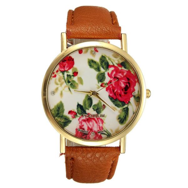 bracelet watch rose flower dial pu leather quartz woman jewelry gift wrist watch brown, Slivery;brown
bracelet watch rose flower dial pu leather quartz woman jewelry gift wrist watch brown, Slivery;brown