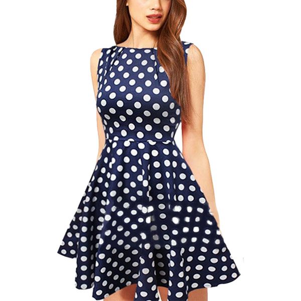 2018 summer dress women mini dress polka dot sleeveless ball grown short midi casual dresses female round neck, Black;gray
2018 summer dress women mini dress polka dot sleeveless ball grown short midi casual dresses female round neck, Black;gray