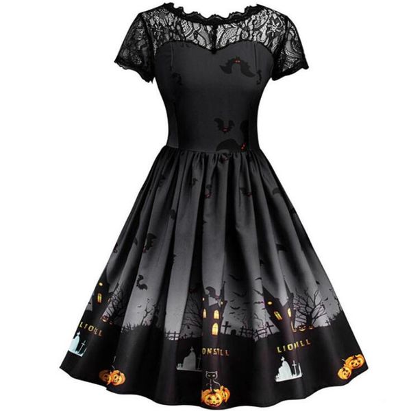 women short sleeve halloween retro lace vintage dress a line pumpkin swing dress party costume, Black;red
women short sleeve halloween retro lace vintage dress a line pumpkin swing dress party costume, Black;red