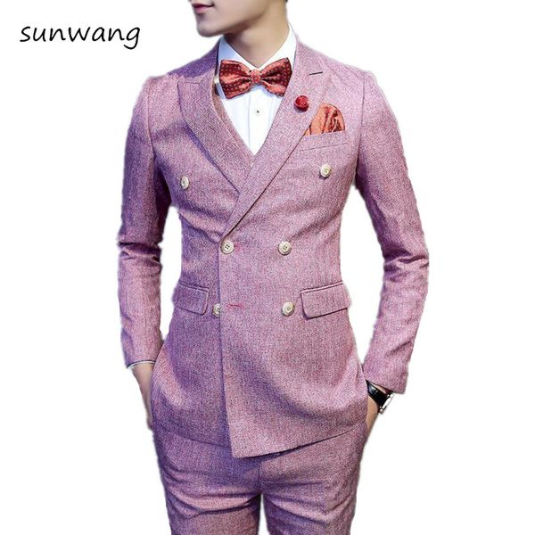 2017 custom made 3 piece slim fit pink tuxedo jacket double breasted wedding suits for men suit regular groom party dress, White;black
2017 custom made 3 piece slim fit pink tuxedo jacket double breasted wedding suits for men suit regular groom party dress, White;black