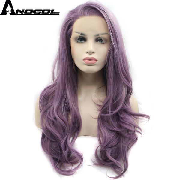 anogol glueless high temperature fiber natural hairline hair wigs soft swiss purple long wavy synthetic lace front wig for women, Black
anogol glueless high temperature fiber natural hairline hair wigs soft swiss purple long wavy synthetic lace front wig for women, Black